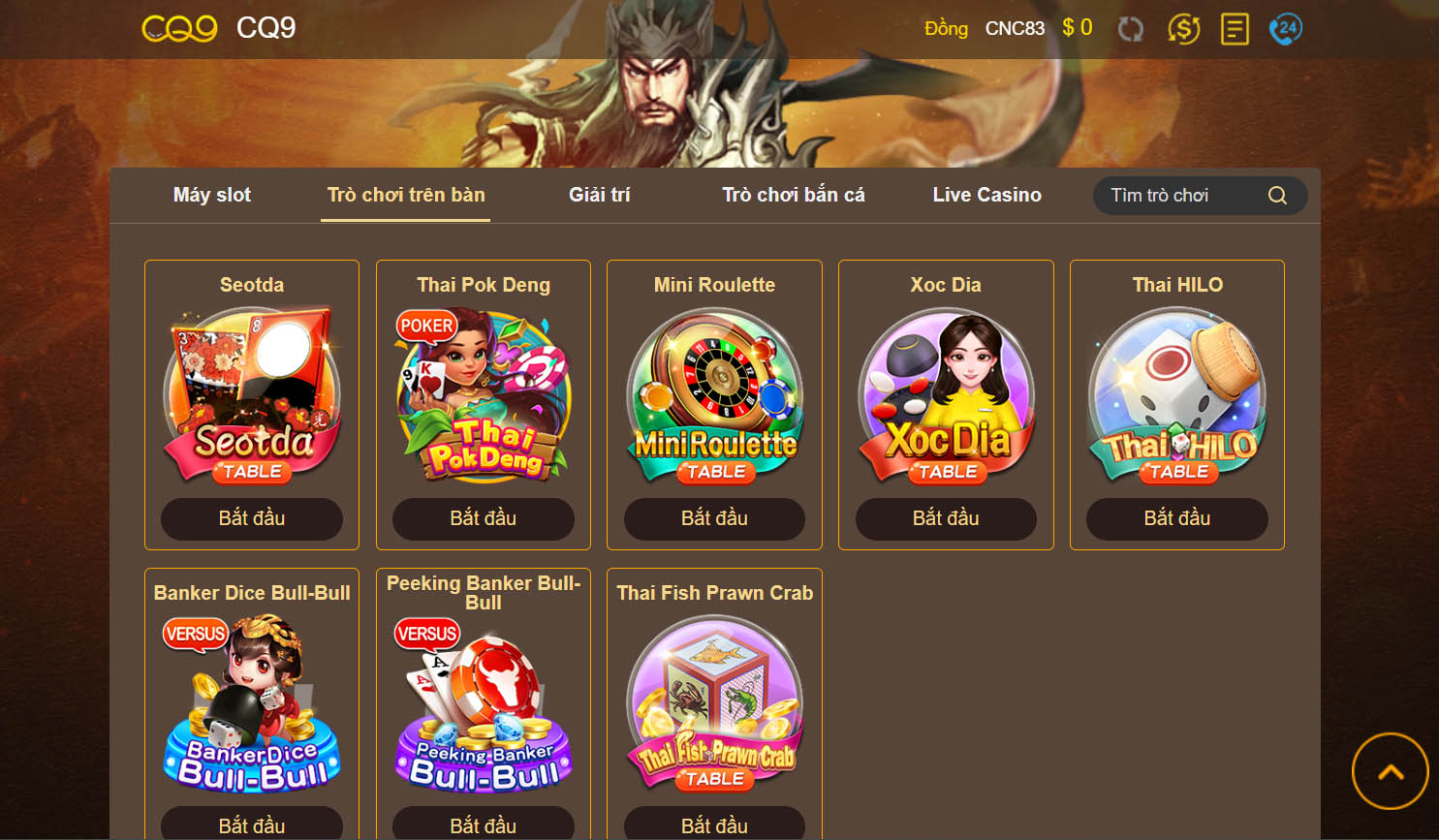 Không gian sống động sảnh CQ9 Kubet