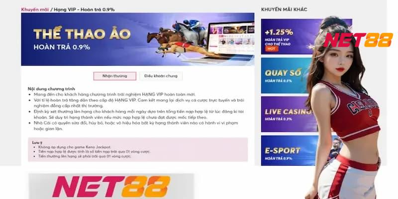 Chương trình hoàn trả 0.9% e-Sport tại Net88